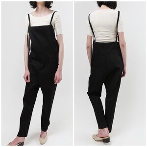 Baserange Organic Cotton Minimalist Long Strap Overalls Jumpsuit Black Small